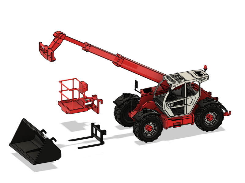EM209 1:87 Bausatz Teleskoplader beweglich mit Palettengabel, Schaufel und Korb